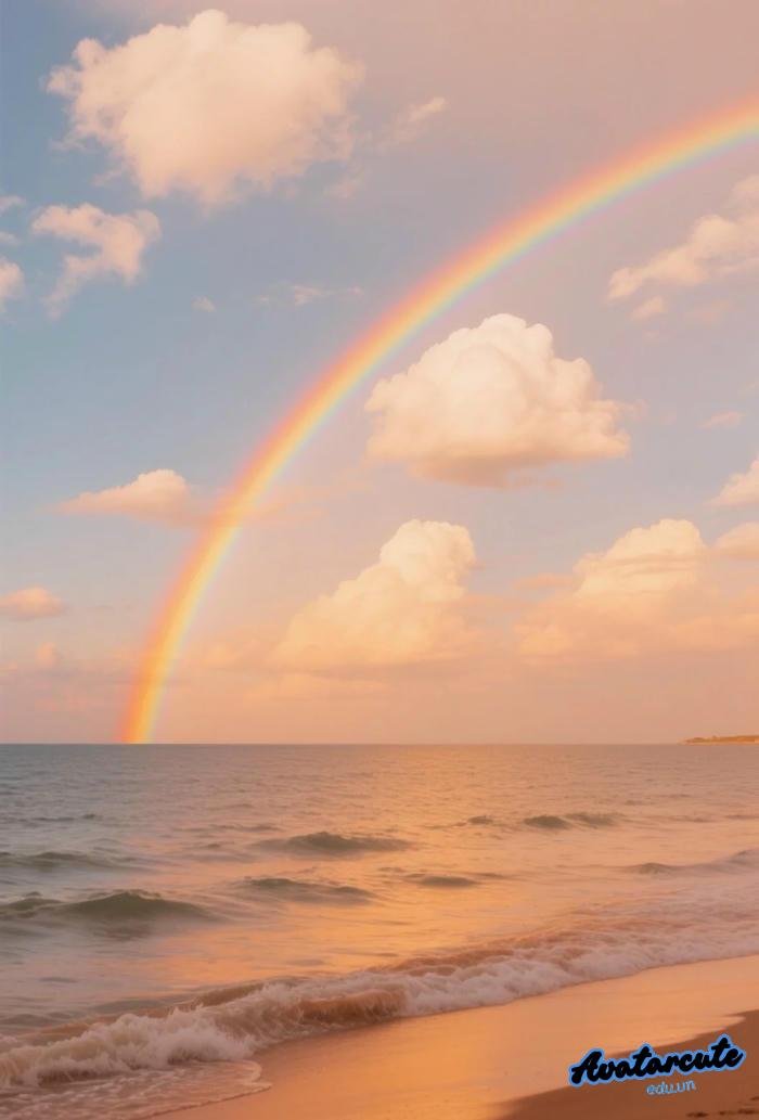 hình nền bầu trời cầu vồng 4k