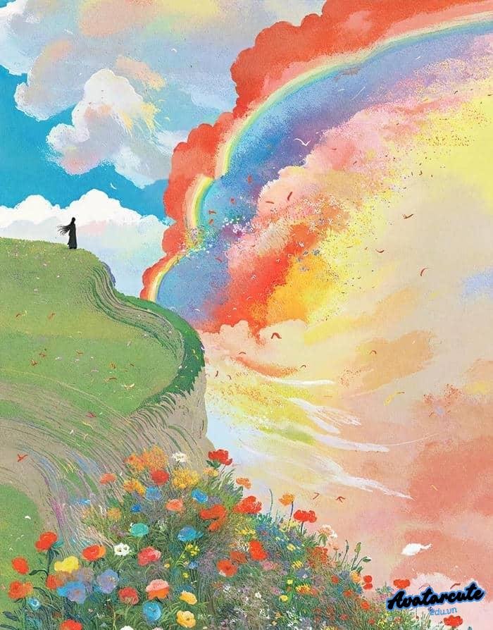 hình nền cầu vồng chất lượng 4k