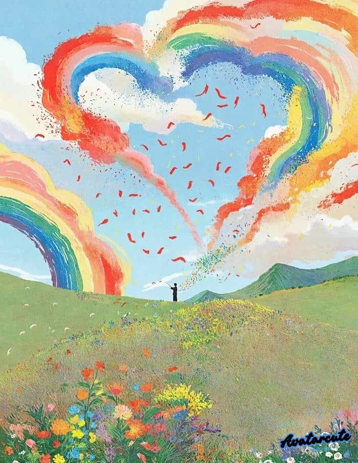 hình nền cầu vồng cực nét 4k