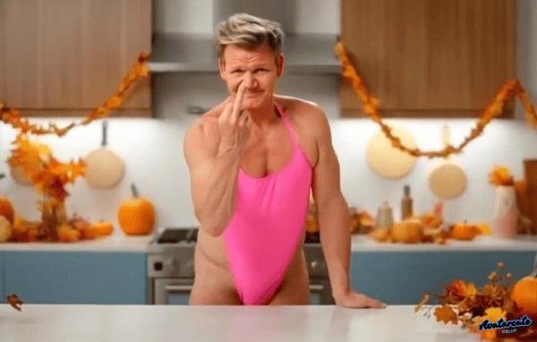 meme gordon ramsay mặc bikini hồng